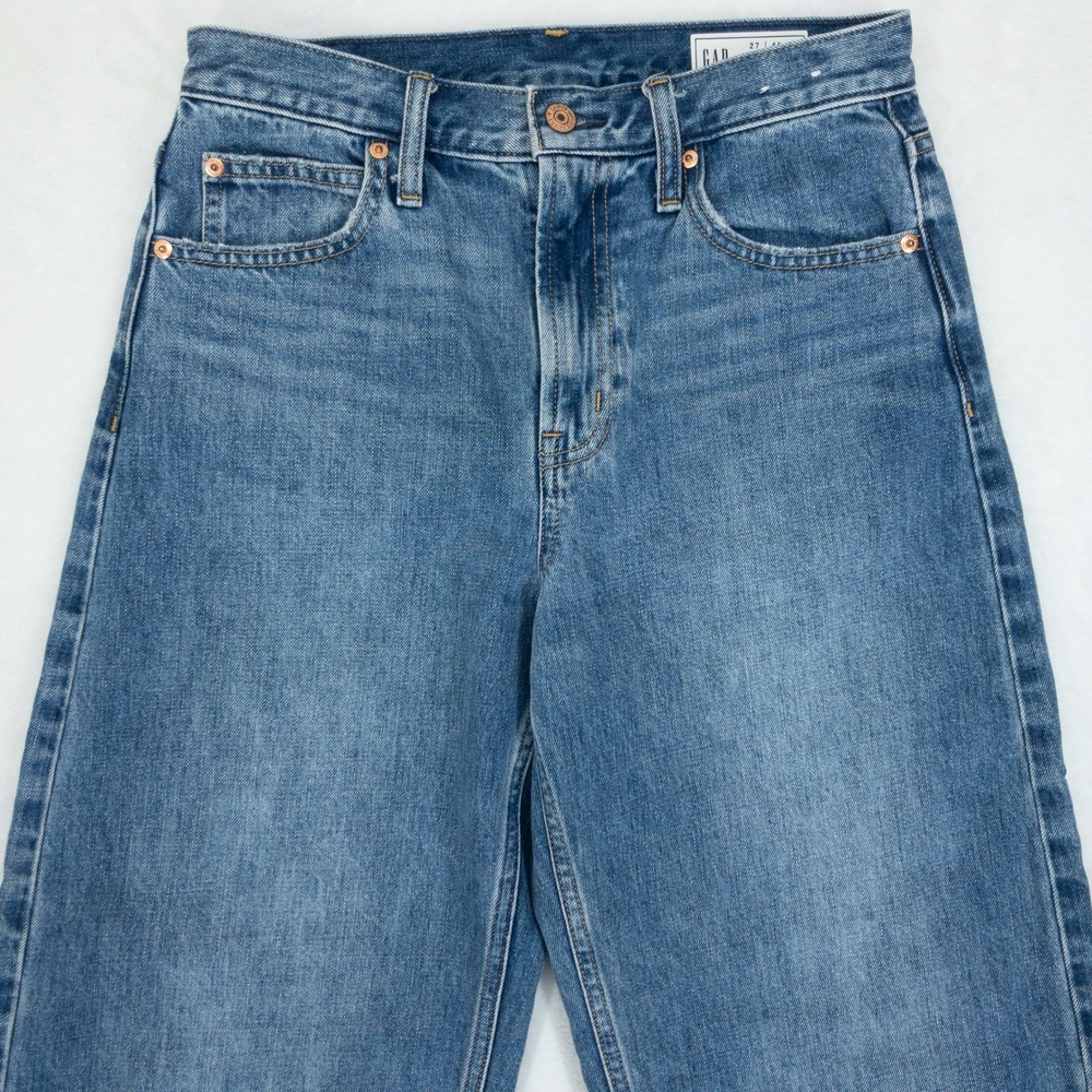Gap Barrel High Rise Jeans Womens Size 27 4R Indigo Blue Denim Tapered Leg - Picture 3 of 16